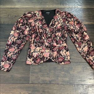 Express Black, Gold and Pink Floral Top